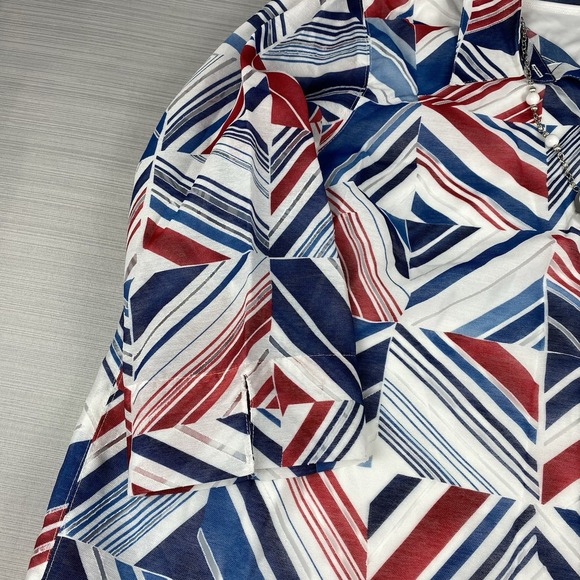 Alfred Dunner Button Up Blouse Women's 22W Red White & Blue 3/4 Sleeve NWT - Picture 3 of 15